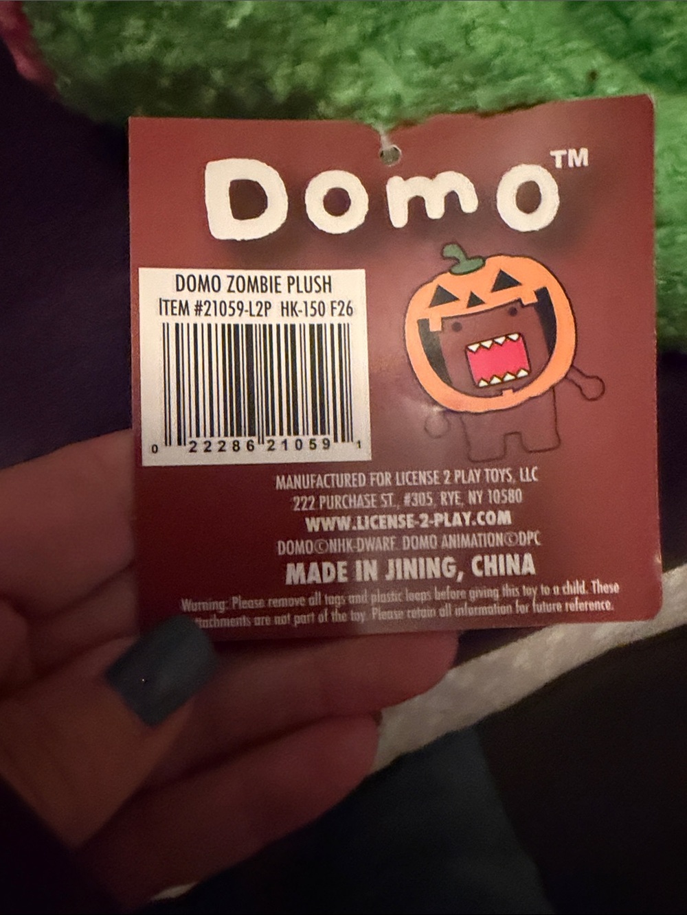 Domo zombie plush Stuffed Toy - Green with Red Mouth - Picture 5 of 15